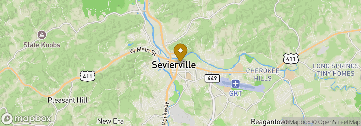 Map location: Sevierville