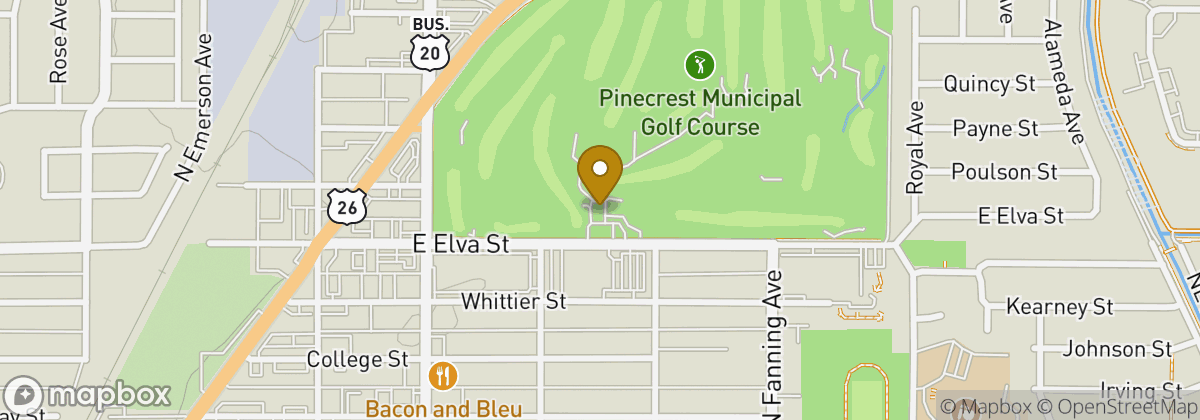 Map location: Pinecrest Golf Course